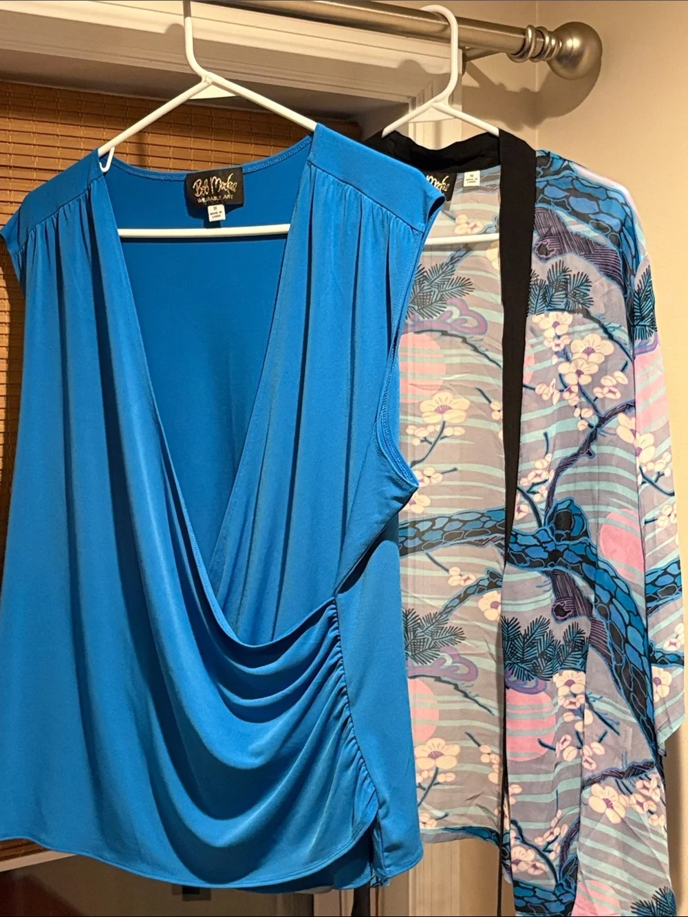 Bob Mackie Wearable Art sheer Kimono and Draped Tank Top Set